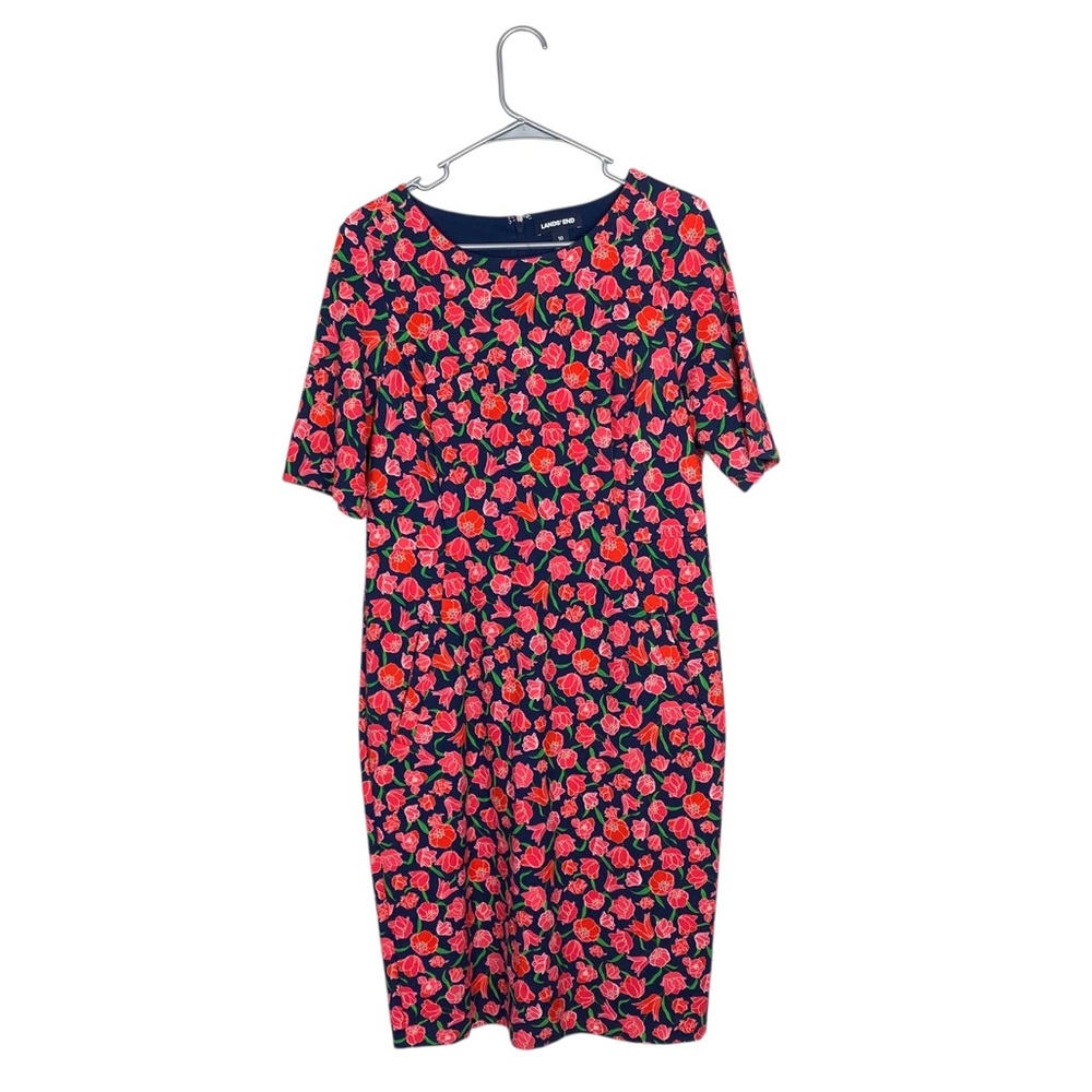 Lands end all over floral print sheath dress size 10
